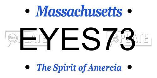 EYES73 Massachusetts License Plate