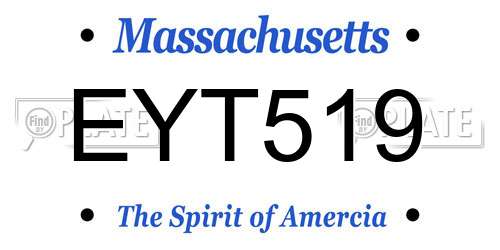 EYT519 Massachusetts License Plate