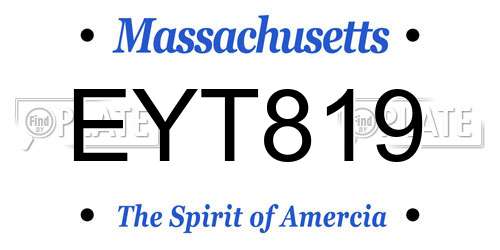 EYT819 Massachusetts License Plate