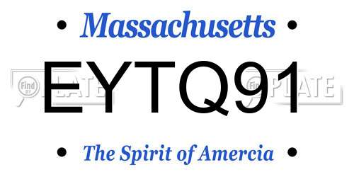 EYTQ91 Massachusetts License Plate