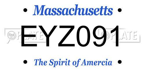 EYZ091 Massachusetts License Plate