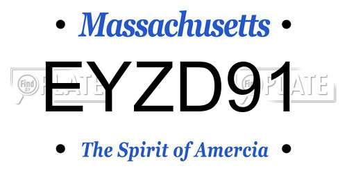 EYZD91 Massachusetts License Plate