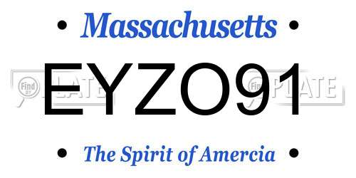 EYZO91 Massachusetts License Plate