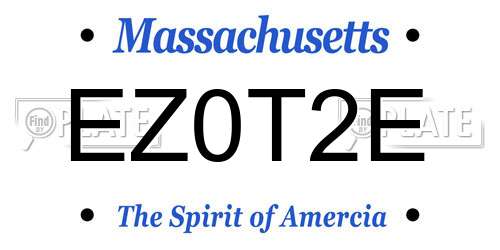 EZ0T2E Massachusetts License Plate