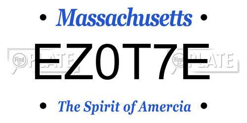 EZ0T7E Massachusetts License Plate