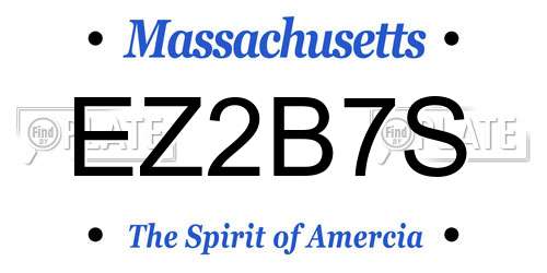 EZ2B7S Massachusetts License Plate