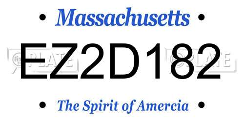 EZ2D182 Massachusetts License Plate
