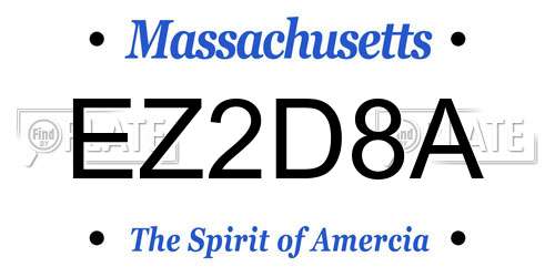 EZ2D8A Massachusetts License Plate