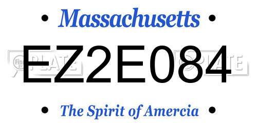 EZ2E084 Massachusetts License Plate