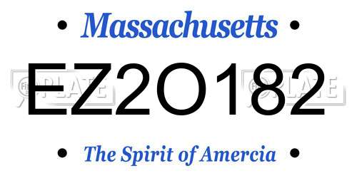 EZ2O182 Massachusetts License Plate