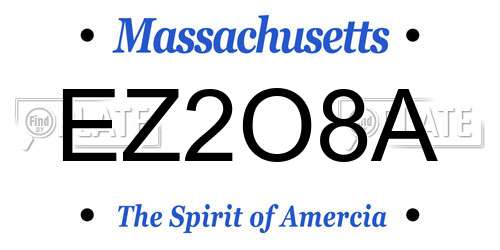 EZ2O8A Massachusetts License Plate