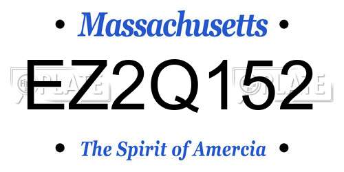 EZ2Q152 Massachusetts License Plate