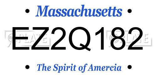 EZ2Q182 Massachusetts License Plate