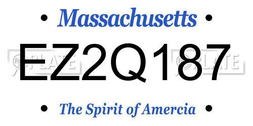 EZ2Q187 Massachusetts License Plate