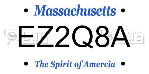 EZ2Q8A Massachusetts License Plate