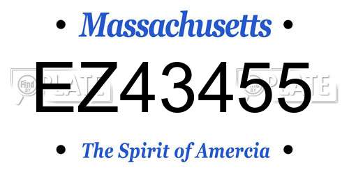 EZ43455 Massachusetts License Plate