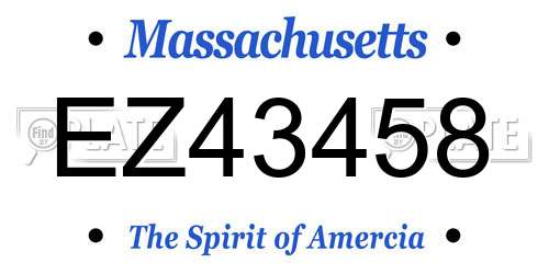 EZ43458 Massachusetts License Plate