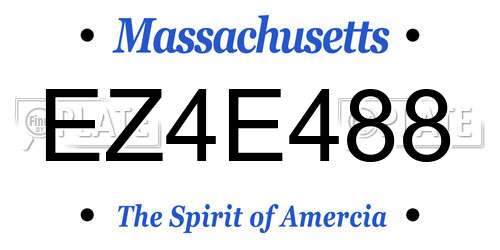 EZ4E488 Massachusetts License Plate