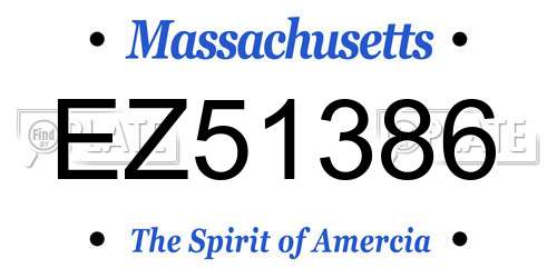 EZ51386 Massachusetts License Plate