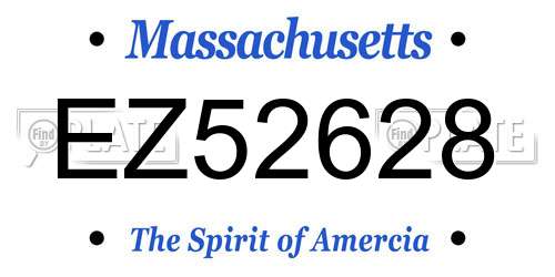 EZ52628 Massachusetts License Plate
