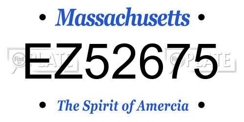 EZ52675 Massachusetts License Plate