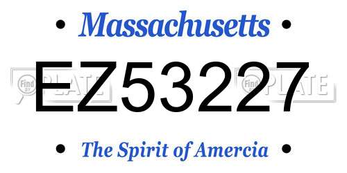 EZ53227 Massachusetts License Plate