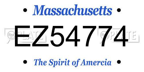 EZ54774 Massachusetts License Plate