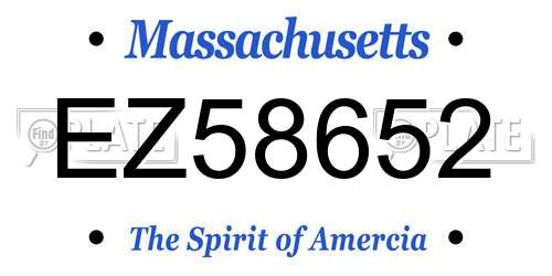 EZ58652 Massachusetts License Plate