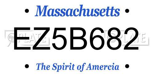 EZ5B682 Massachusetts License Plate