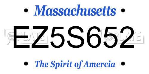 EZ5S652 Massachusetts License Plate