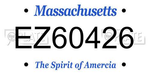 EZ60426 Massachusetts License Plate
