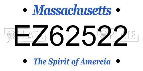 EZ62522 Massachusetts License Plate