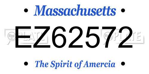 EZ62572 Massachusetts License Plate