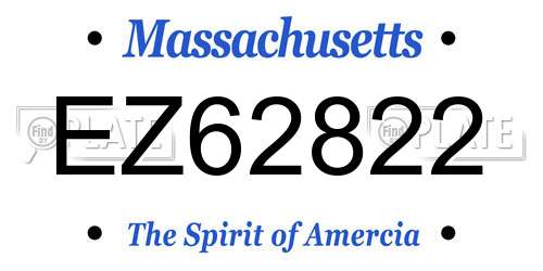 EZ62822 Massachusetts License Plate