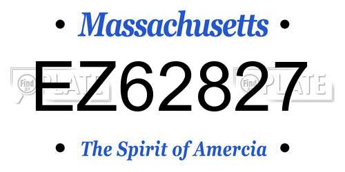 EZ62827 Massachusetts License Plate