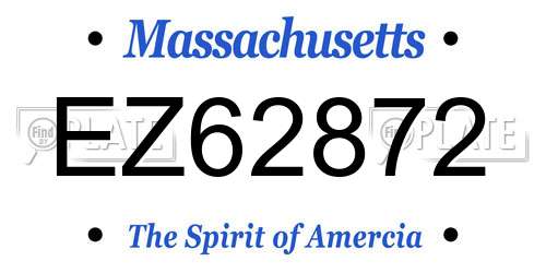 EZ62872 Massachusetts License Plate