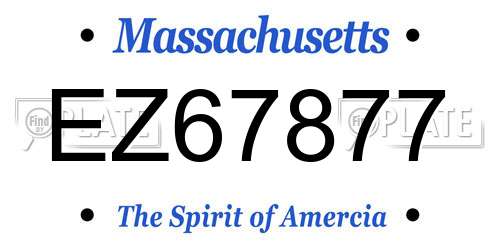 EZ67877 Massachusetts License Plate