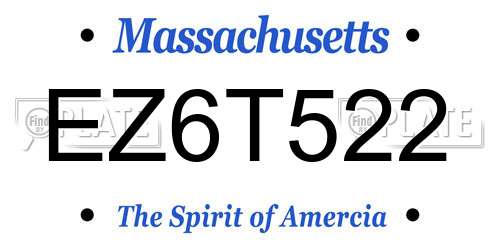 EZ6T522 Massachusetts License Plate