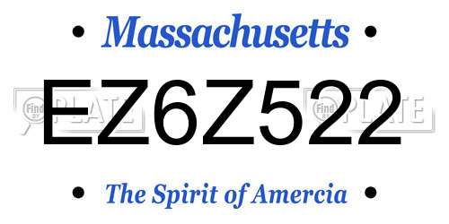 EZ6Z522 Massachusetts License Plate