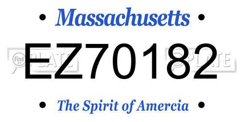 EZ70182 Massachusetts License Plate