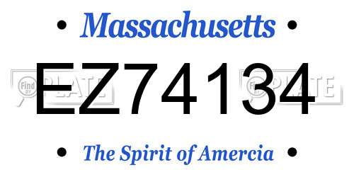 EZ74134 Massachusetts License Plate