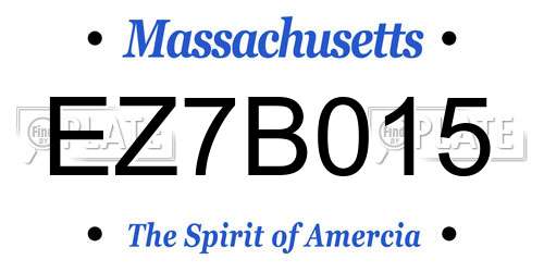 EZ7B015 Massachusetts License Plate