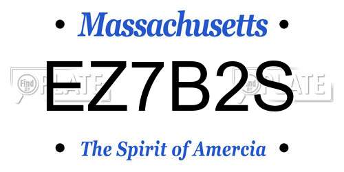 EZ7B2S Massachusetts License Plate