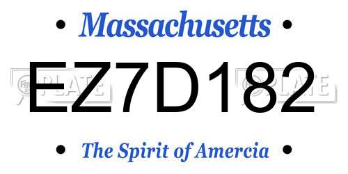 EZ7D182 Massachusetts License Plate