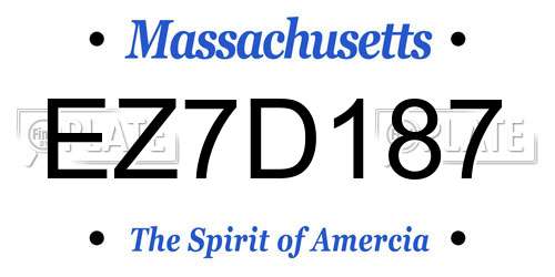 EZ7D187 Massachusetts License Plate