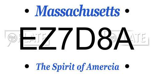 EZ7D8A Massachusetts License Plate