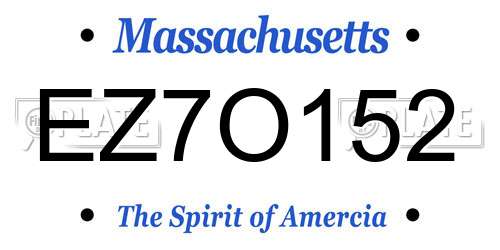 EZ7O152 Massachusetts License Plate