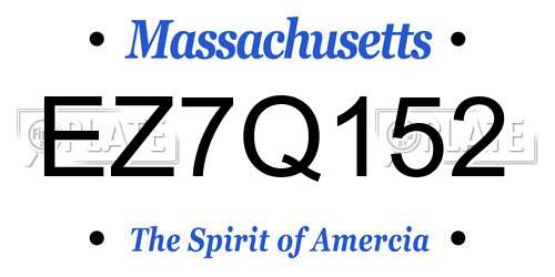 EZ7Q152 Massachusetts License Plate