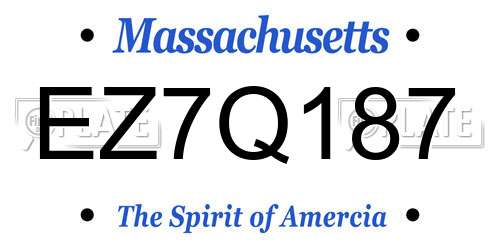 EZ7Q187 Massachusetts License Plate