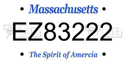 EZ83222 Massachusetts License Plate